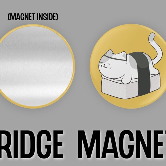 Sushi Cat Fridge Magnets Set Of 6 Metal Magnets For Home Office Kitchen School - Picture 3 of 6